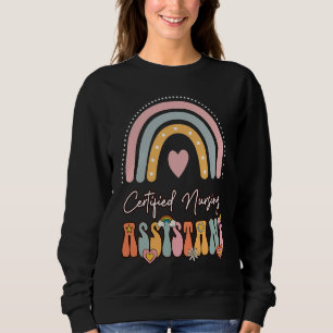 Certified Nursing Assistant CNA Groovy Retro Rainb Sweatshirt