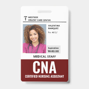 Certified Nursing Assistant CNA ID Photo Badge