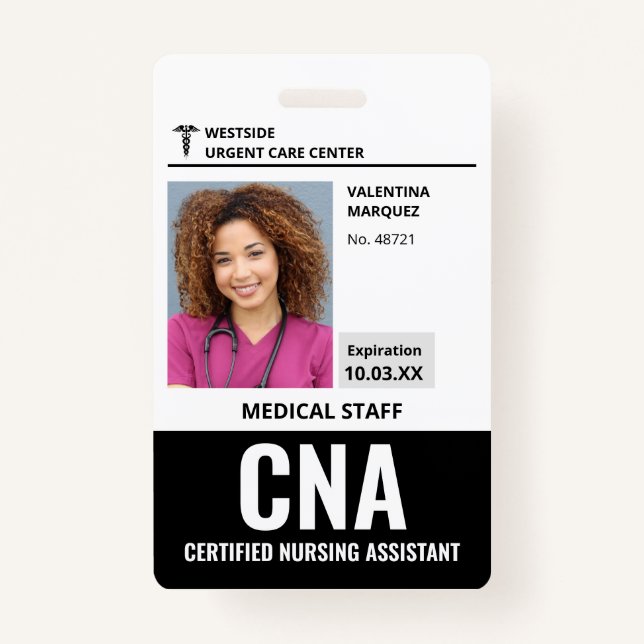 Certified Nursing Assistant CNA ID Photo Badge ID Badge (Front)
