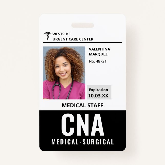 Certified Nursing Assistant CNA ID Photo Badge ID Badge (Front)