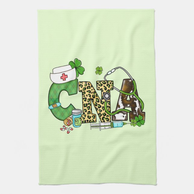 Certified Nursing Assistant St. Patrick's Tea Towel (Vertical)