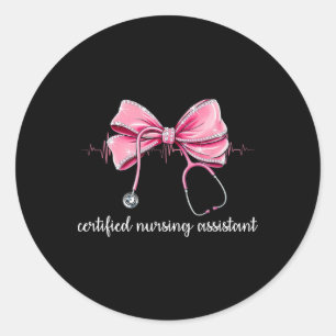 Certified Nursing Istant Cna Stethoscope Coquette  Classic Round Sticker