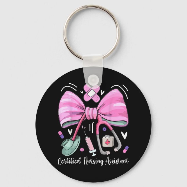 Certified Nursing Istant Cna Stethoscope Coquette  Key Ring (Front)