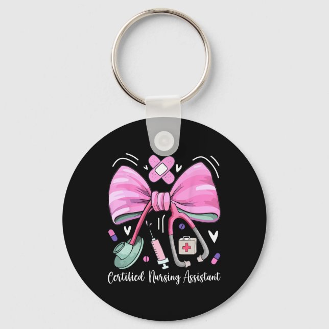 Certified Nursing Istant Cna Stethoscope Coquette  Key Ring (Front)