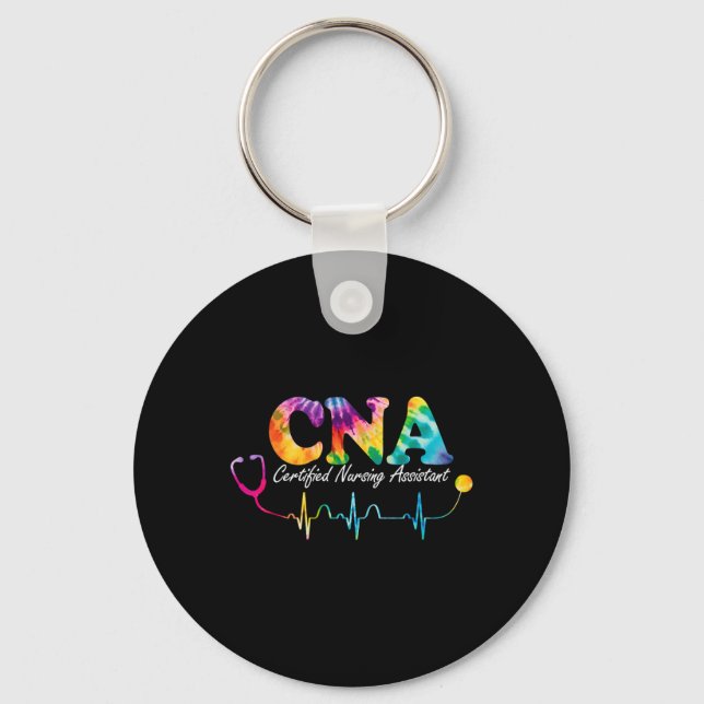 Certified Nursing Istant Tie Dye Cna Nurse  Key Ring (Front)