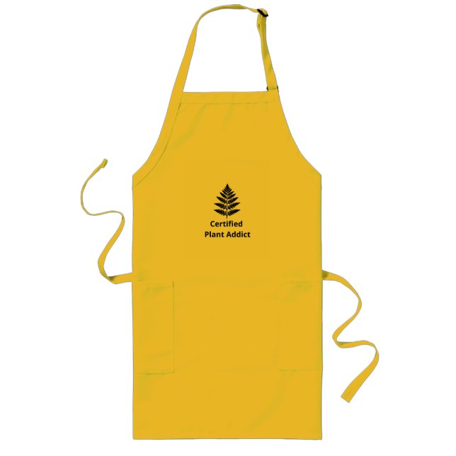 Certified Plant Addict Logo with Black Fern Silhou Long Apron (Front)