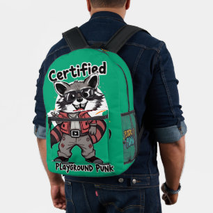 Certified Playground Punk Cool Racoon Sunglasses  Printed Backpack