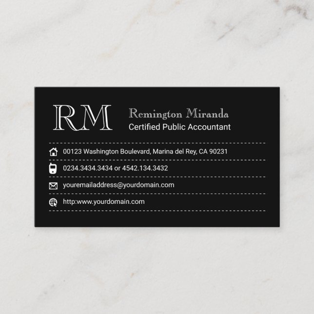 Certified Public Accountant  Business Card (Front)