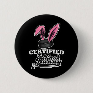 Certified Puck Bunny Funny Ice Hockey Slang Quote 6 Cm Round Badge