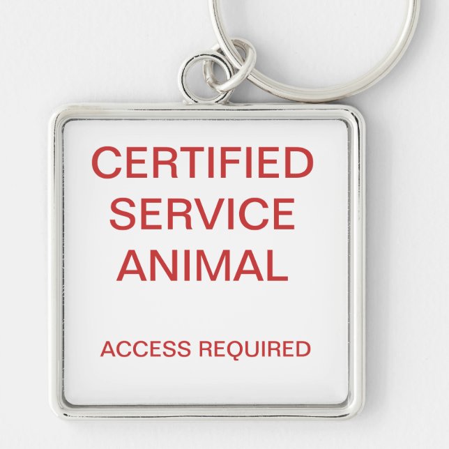 Certified Service Animal Dog Tag Key Ring (Front)