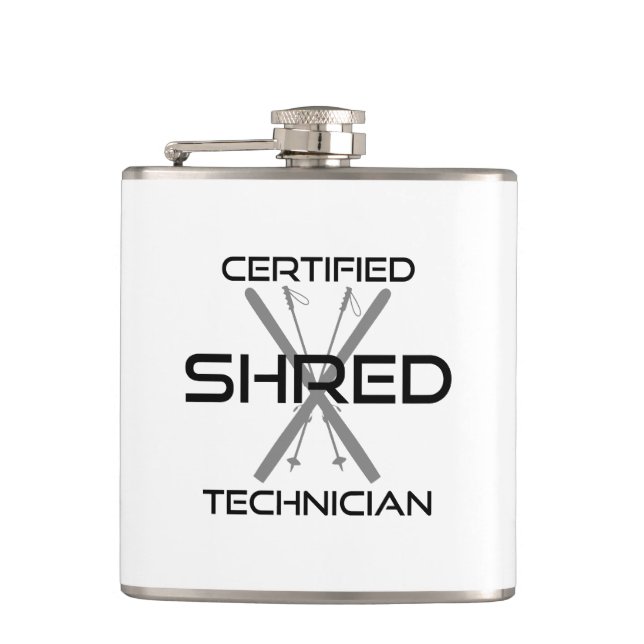 Certified Shred Technician Skiing Hip Flask (Front)