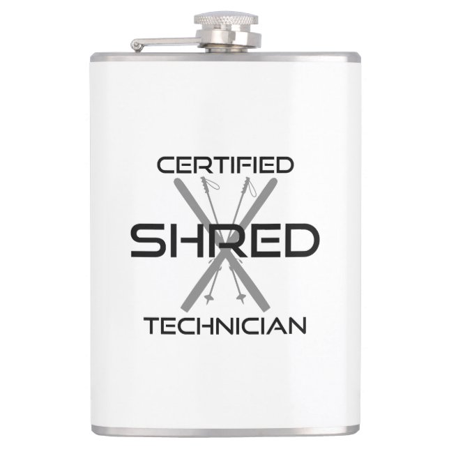 Certified Shred Technician Skiing Hip Flask (Front)