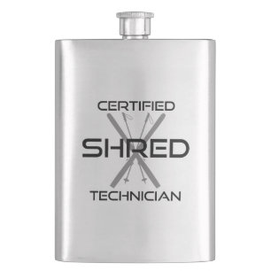 Certified Shred Technician Skiing Hip Flask