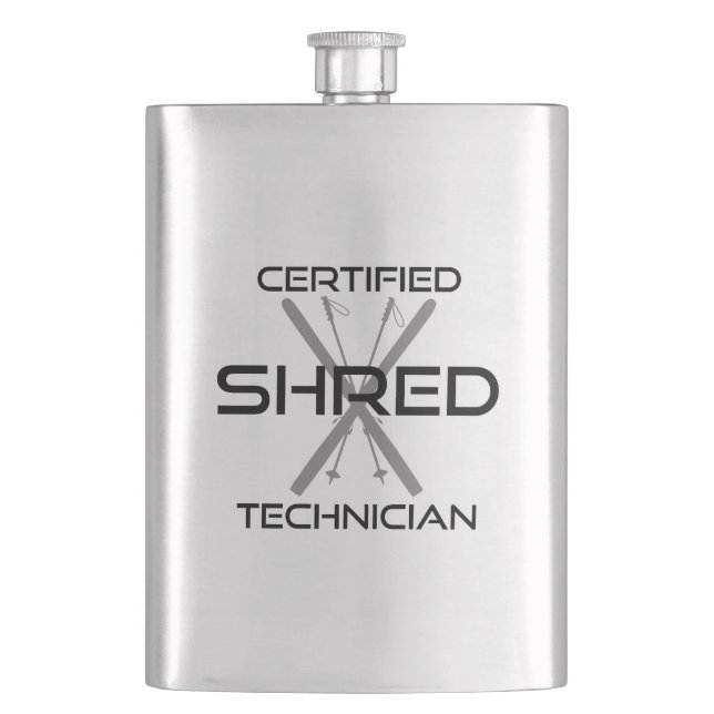 Certified Shred Technician Skiing Hip Flask (Front)