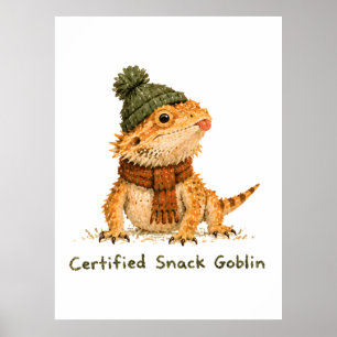 Certified Snack Goblin Bearded Dragon Art Poster
