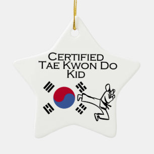 Certified Tae Kwon Do Kid Ceramic Tree Decoration