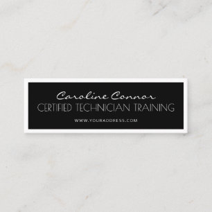 Certified Technician Training Black White Bordered Mini Business Card