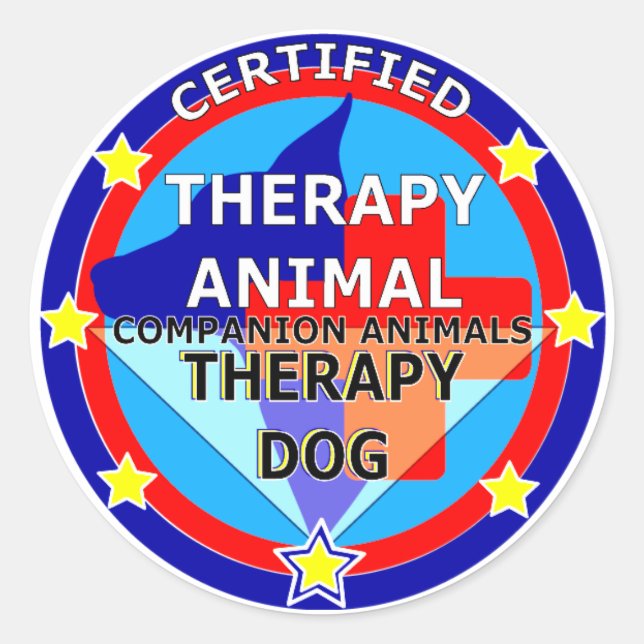 CERTIFIED THERAPY ANIMAL - THERAPY DOG CLASSIC ROUND STICKER (Front)