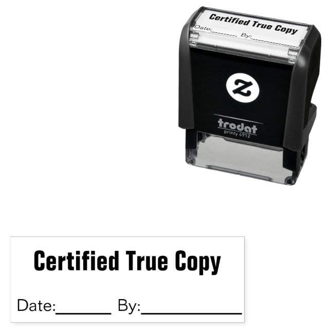 Certified True Copy Date By Business Text Template Self-inking Stamp (In Situ)