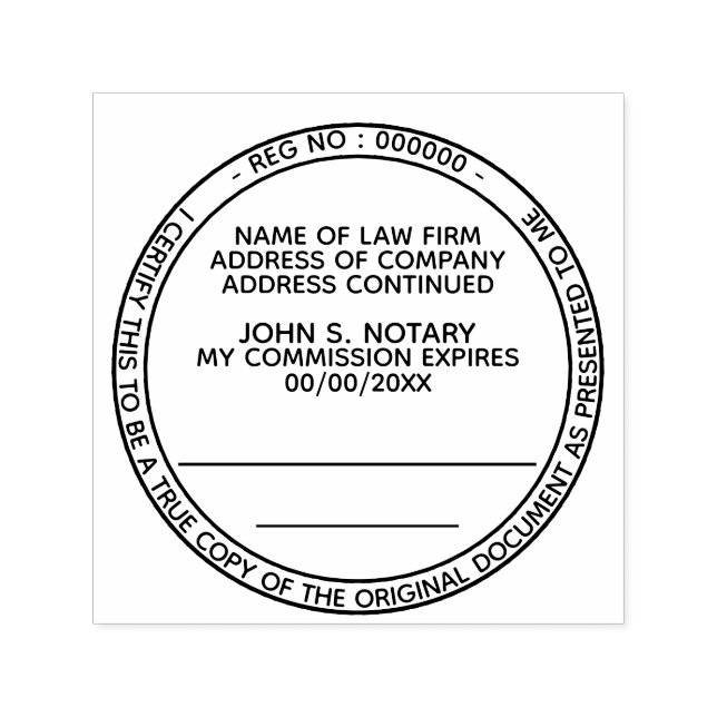 Certified true copy notary public law round black self-inking stamp (Design)