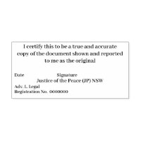 Certified true copy of original Justice of Peace