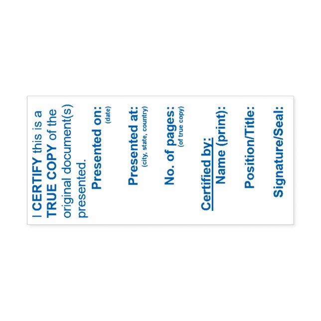 Certified True Copy Stamp (Blue) (Design)