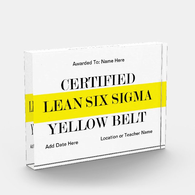 Certified Yellow Belt Acrylic Photo Block (Left)