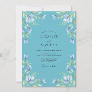 Cerulean Blossom Wedding Invitation