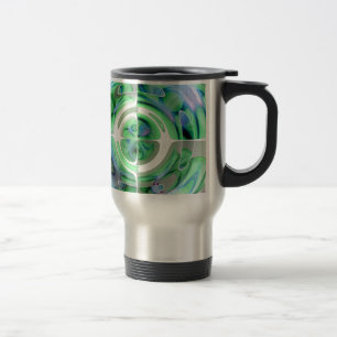 Cerulean Blue and Jade Abstract Collage Travel Mug