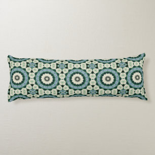 Cerulean Blue and Jungle Green Tiled Pattern Body Cushion