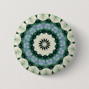 Cerulean Blue and Sacramento Green Mandala 6 Cm Round Badge