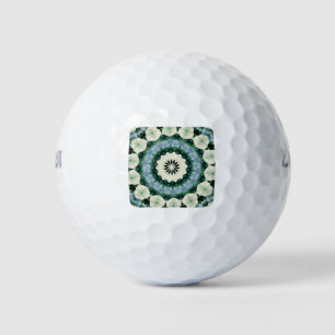 Cerulean Blue and Sacramento Green Mandala Golf Balls