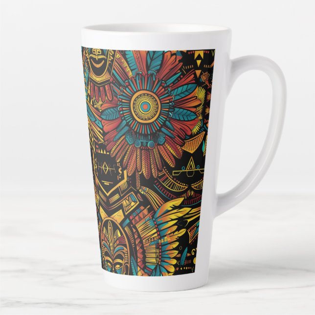 Cerulean Blue "Aztec Dream" Tall Latte Mug (Right)