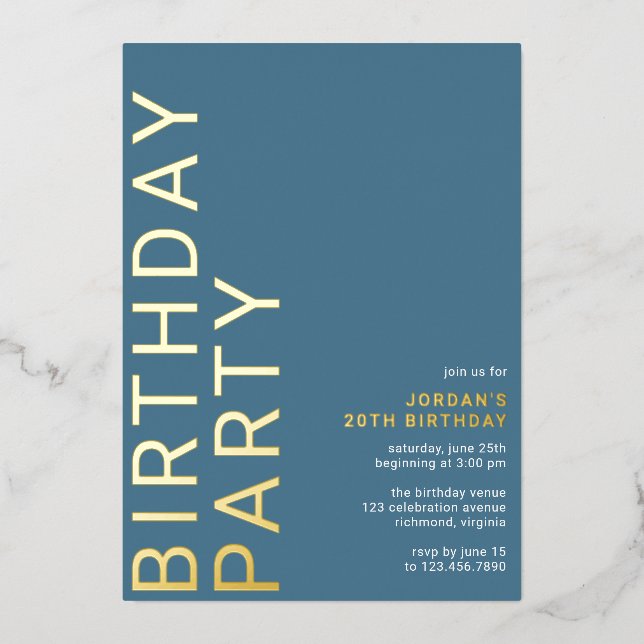 Cerulean Blue Azure | Modern Typography Birthday (Front)