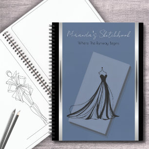 Cerulean Blue Couture Fashion Sketchbook Journal