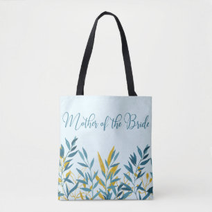 Cerulean Blue Golden Mother of the Bride Tote Bag
