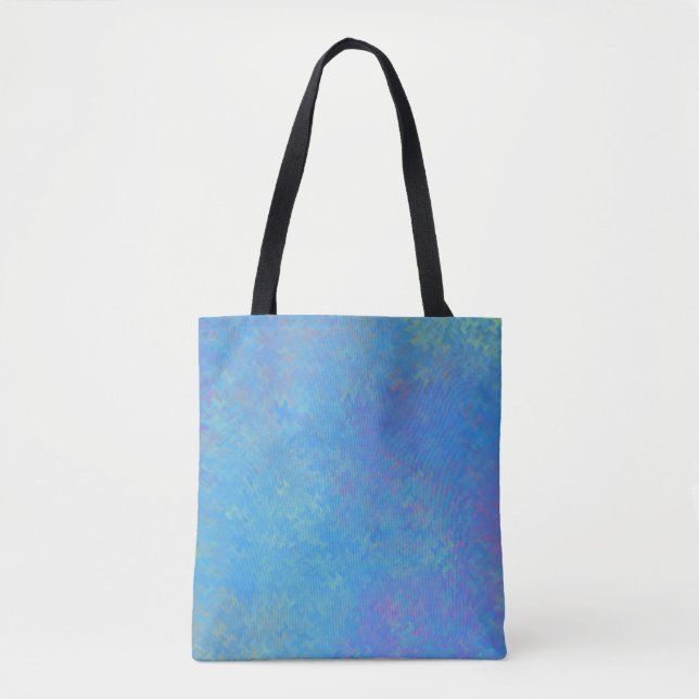 Cerulean Blue Modern Marbled Art Tote Bag (Front)