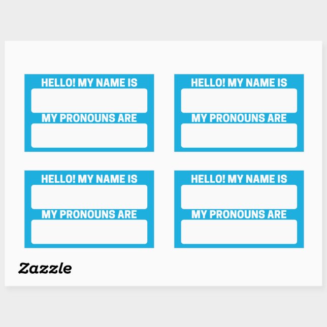 Cerulean Blue Name & Pronoun Labels (Sheet)
