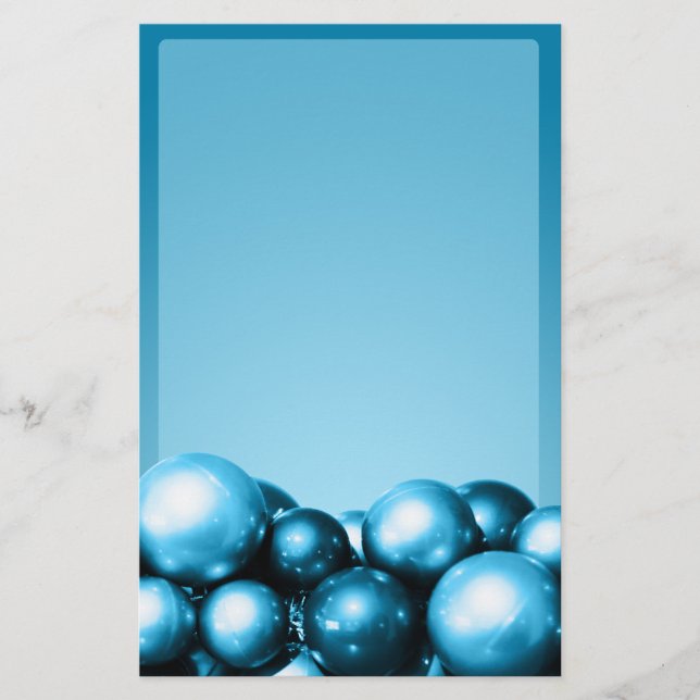 Cerulean Blue Ornaments Holiday Event Stationery (Front)