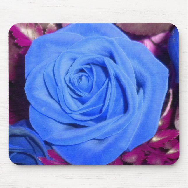 Cerulean Blue Rose mouse pad (Front)
