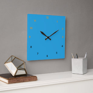 Cerulean Blue Square Wall Clock
