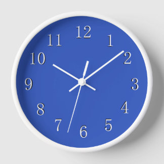 Cerulean Blue with White Frame and Hands Clock