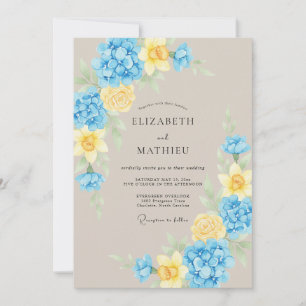 Cerulean Butter Peony Wedding Invitation