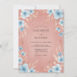Cerulean Clay Wildflower Wedding Invitation