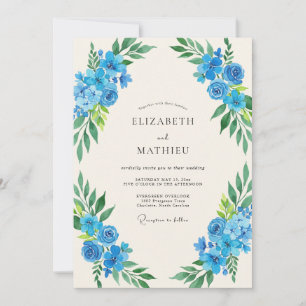 Cerulean Peony Wedding Invitation