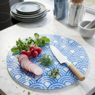 Cerulean Scales Decorative Glass Cutting Board