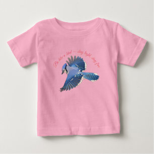 Cerulean Soar: Detailed Blue Jay in Flight Baby T-Shirt