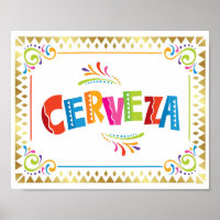 CERVEZA Fiesta Party Beer Sign Print