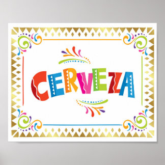CERVEZA Fiesta Party Beer Sign Print