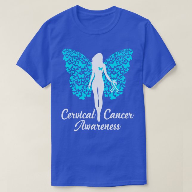 Cervical Awareness Teal Ribbon T-Shirt (Design Front)